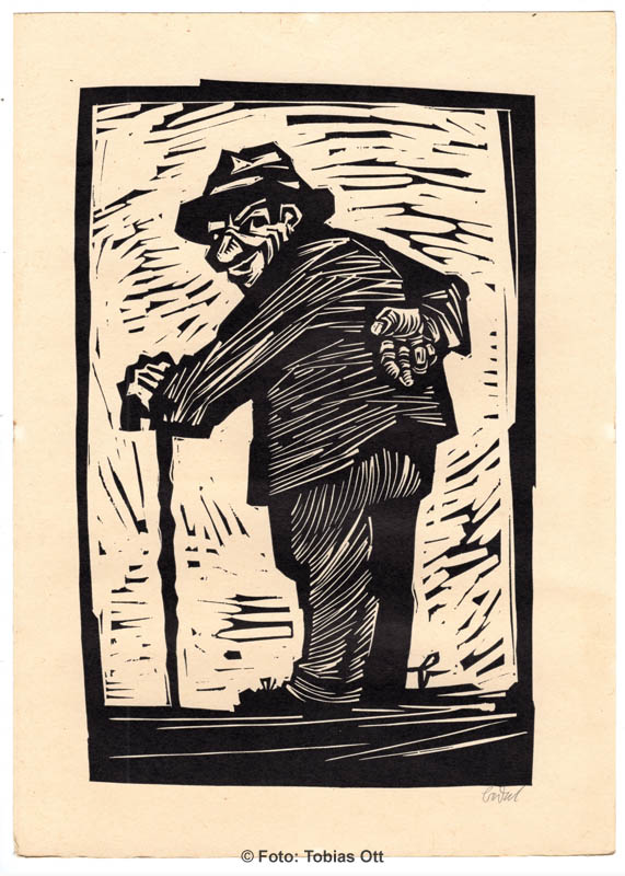 Karl Bedal - Holzschnitt - Hofer Spaziergänger